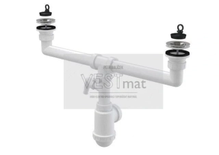 Sifon pro dvoudřez s nerezovými mřížkami DN70 a přípojkou