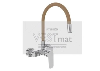 DAKOTA, dřezová stěnová baterie s flexi béžovým ramínkem, rozteč 150mm