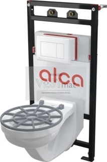 Alcadrain Sada pro výlevku A108F/1100 + výlevka ALCA + Ovládací tlačítko pro předstěnové instalační systémy M270, bílá