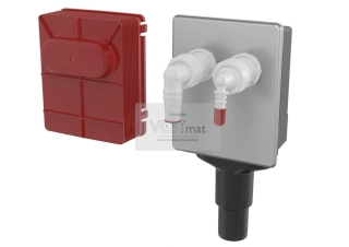 Sifon pračkový podomítkový pro napojení dvou spotřebičů, nerez DN40 a DN50