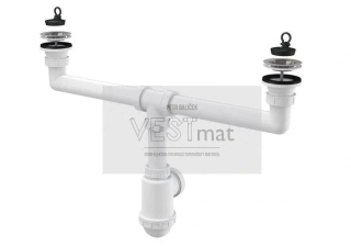 Sifon pro dvoudřez s nerezovými mřížkami DN70