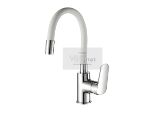VENUS, umyvadlová stojánková baterie, s bílým flexi ramínkem, bez uzávěru sifonu
