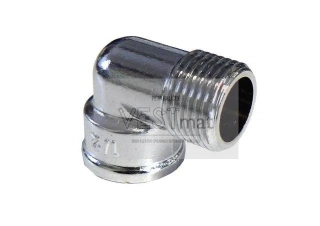 koleno 90°, závity vnější/vnitřní - chrom 1/2"