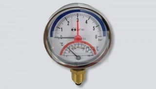 H-LINE termomanometr se spodním napojením, 0-120°C, 0-4 BAR , D=80 mm