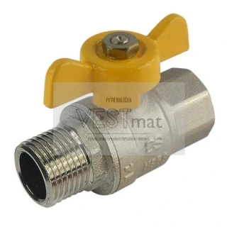 Kohout kulový s motýlem, plyn, MxF, 1/2"