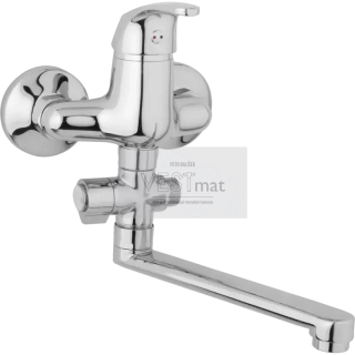 Nástěnná umyvadlová a sprchová baterie SLIM, rozteč 100 mm, otočný přepínač, bez příslušenství, ramínko 300 mm