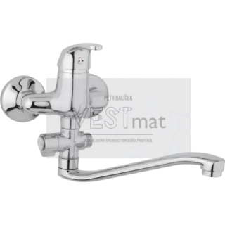 Nástěnná umyvadlová a sprchová baterie SLIM, rozteč 100 mm, otočný přepínač, bez příslušenství, S ramínko 250 mm