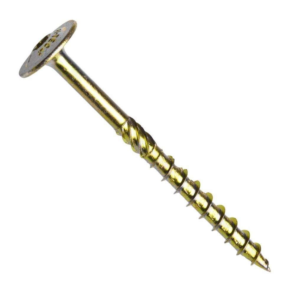 Vrut konstrukční, talířová hlava, TORX 25, frézovací segment, špička se zářezem, částečný závit, ocel, zinek žlutý, 5x60 mm